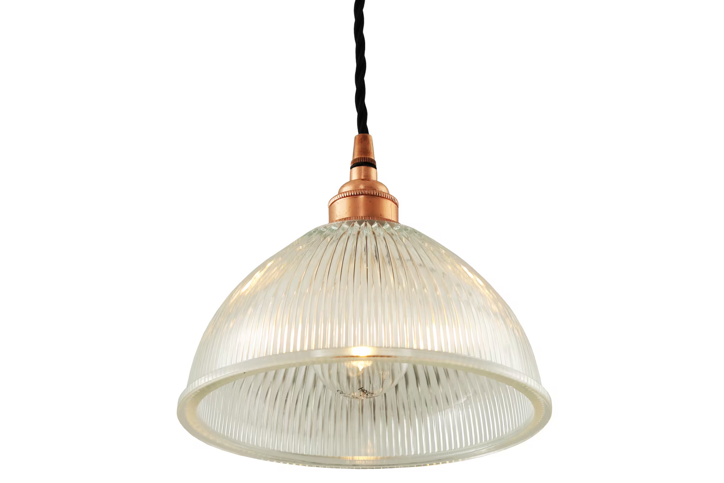 Boston Vintage Holophane Glass Pendant Light 20cm
