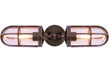 Clayton Double Well Glass Wall Light IP54