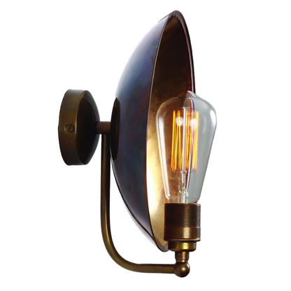 Chulainn 25cm Industrial Brass Dish Wall Light