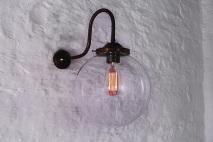 Riad Clear Globe Swan Neck Wall Light