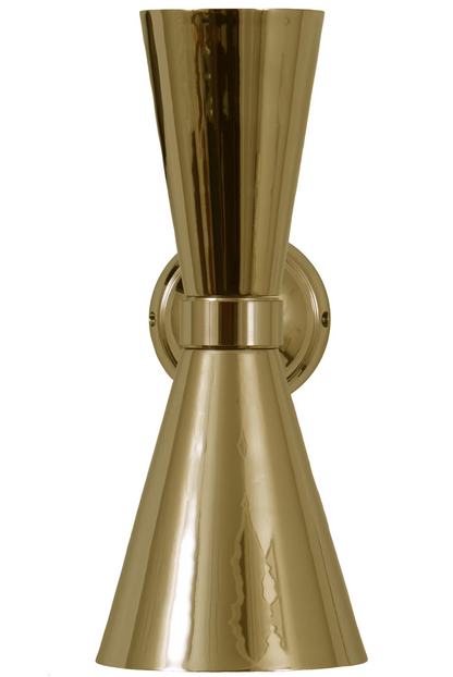 Amias Mid-Century Double Brass Cone Wall Light