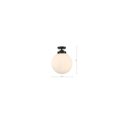 Alrik Bathroom Flush in Matt Black with Opal Glass