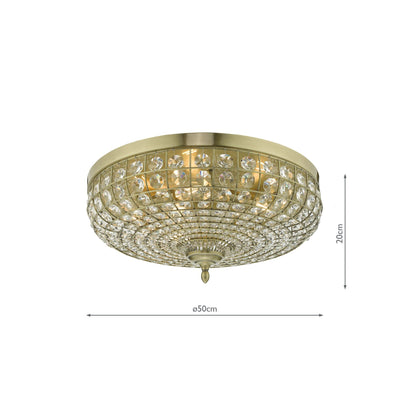 Asmara 5-Light Flush Mount in Antique Brass