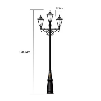 Victorian style large triple headed lamp post 3.5m