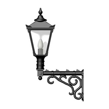 Victorian traditional cast iron wall light with decorative arm 0.97m