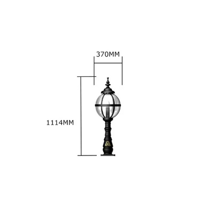 Victorian globe pedestal light in cast iron 1.1m