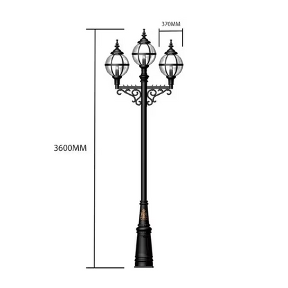 Victorian Style Globe Lamp Post Triple Headed In Cast Iron 3.6M