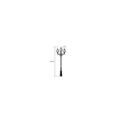 Victorian style globe lamp post triple headed in cast iron 3.6m