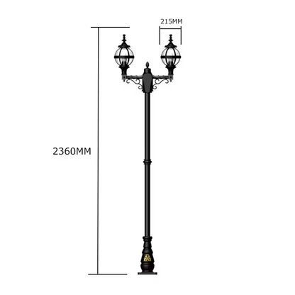 Victorian Style Globe Lamp Post Double Headed In Cast Iron 2.47M