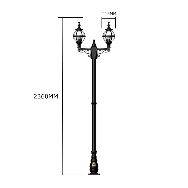 Victorian Style Globe Lamp Post Double Headed In Cast Iron 2.47M
