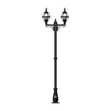 Victorian style globe lamp post double headed in cast iron 2.47m