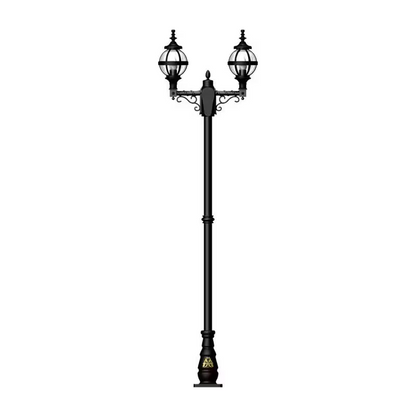 Victorian Style Globe Lamp Post Double Headed In Cast Iron 2.47M