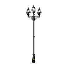 Victorian style globe lamp post triple headed in cast iron 2.6m