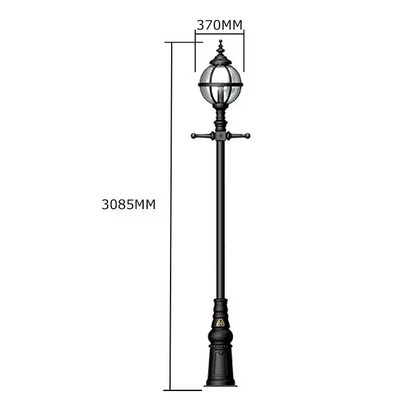 Victorian style globe lamp post in cast iron 3m