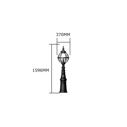 Victorian style globe pedestal light in cast iron 1.59m