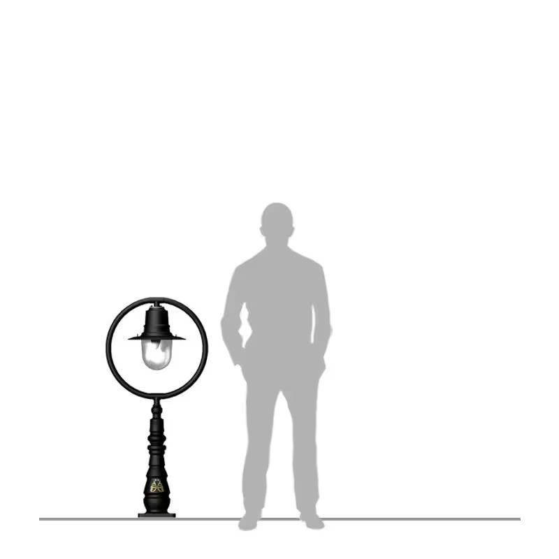 Classic Railway Style Pedestal Light In Cast Iron And Steel 1.21M