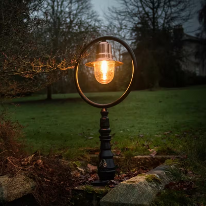 Classic Railway Style Pedestal Light In Cast Iron And Steel 1.21M