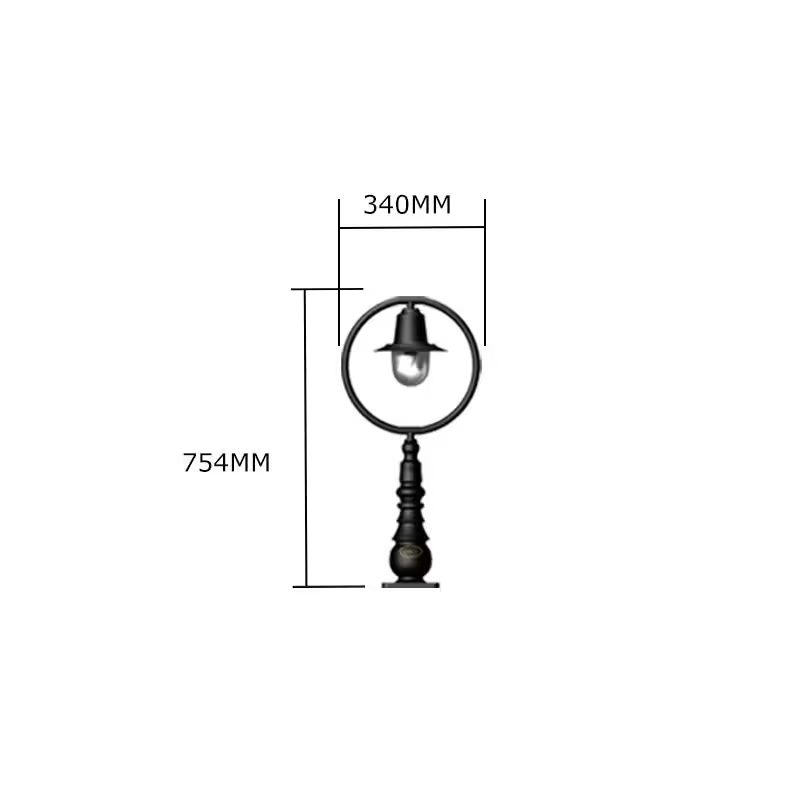 Classic Railway Style Pedestal Light In Cast Iron And Steel 0.75M