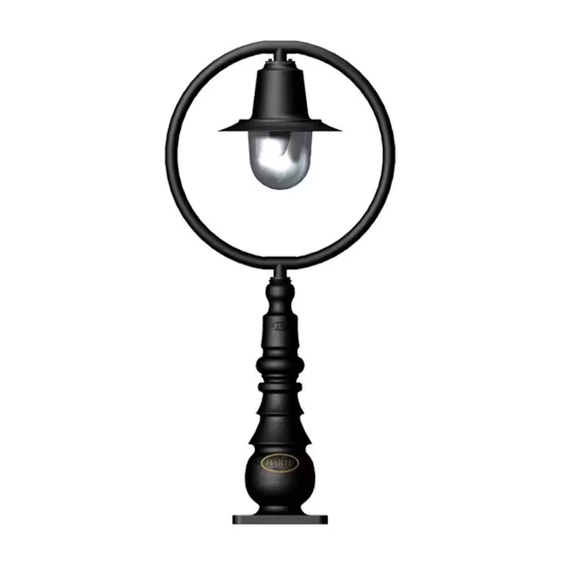 Classic Railway Style Pedestal Light In Cast Iron And Steel 0.75M