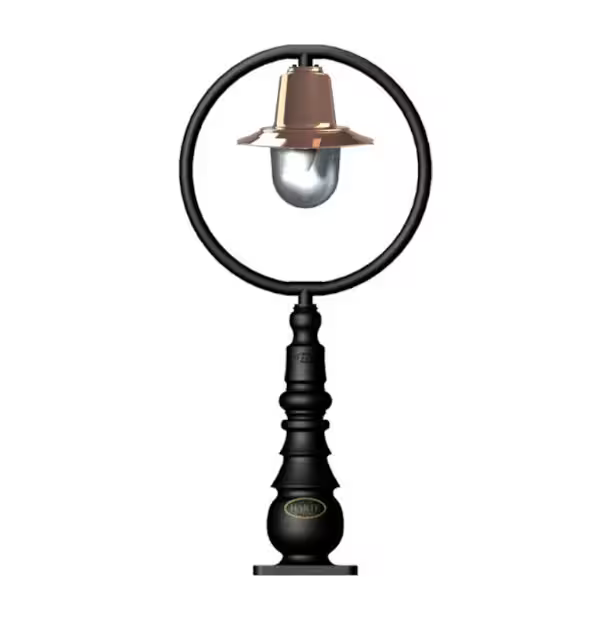 Classic Railway Style Pedestal Light In Cast Iron And Steel 0.75M