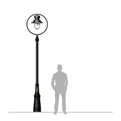 Classic Railway Style Lamp Post In Cast Iron And Steel 3.65M