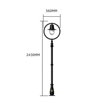 Classic Railway Style Lamp Post In Cast Iron And Steel 2.43M
