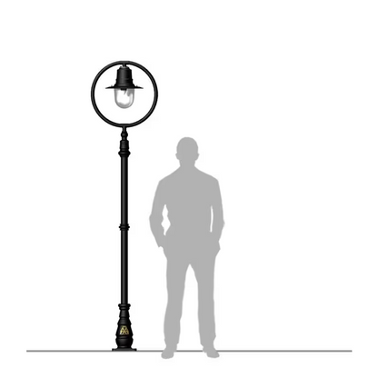 Classic Railway Style Lamp Post In Cast Iron And Steel 2.43M