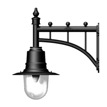 Classic railway style wall light in cast iron and steel 0.62m