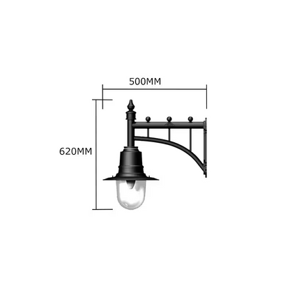 Classic Railway Style Wall Light In Cast Iron And Steel 0.62M
