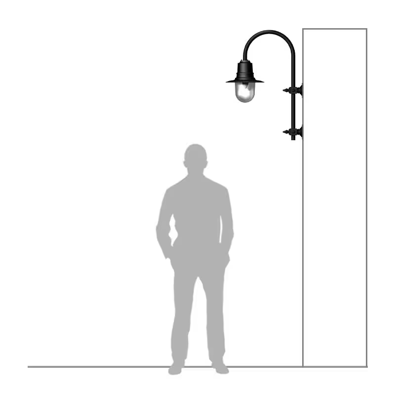 Vintage Tear Drop Wall Light In Galvanised Steel 0.91M