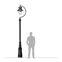 Vintage Tear Drop Lamp Post In Cast Iron And Steel 3.7M