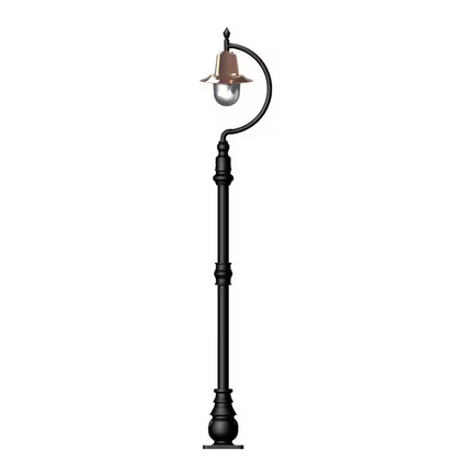 Vintage Tear Drop Lamp Post In Cast Iron And Steel 1.5M