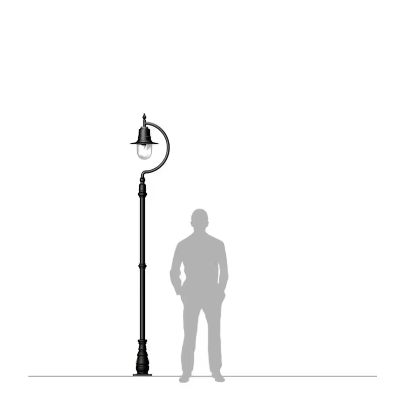 Vintage Tear Drop Lamp Post In Cast Iron And Steel 2.8M