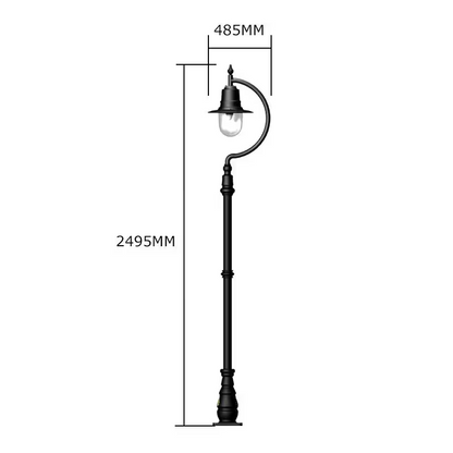 Vintage tear drop lamp post in cast iron and steel