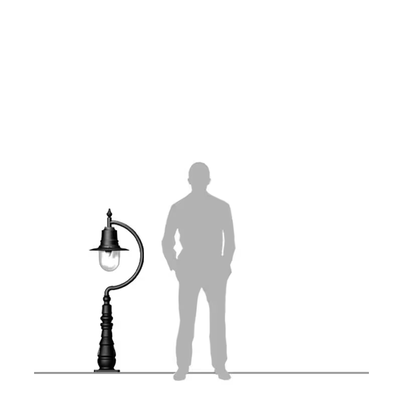 Vintage Tear Drop Pedestal Light In Cast Iron And Steel 1.3M