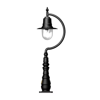 Vintage Tear Drop Pedestal Light In Cast Iron And Steel 1.3M
