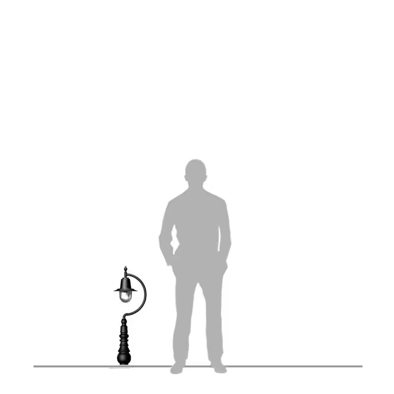 Vintage Tear Drop Pedestal Light In Cast Iron And Steel 0.82M