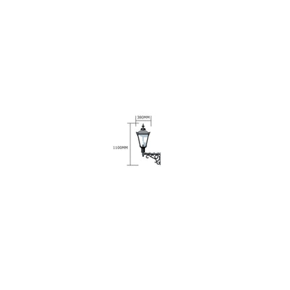 Victorian traditional cast iron wall light with decorative arm 1.1m