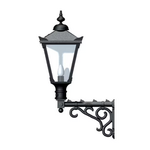 Victorian traditional cast iron wall light with decorative arm 1.1m