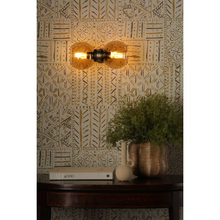 Juno Double Wall Light in Antique Brass / Amber glass