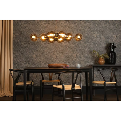 Juno 16 Light Pendant in Antique Brass /Amber