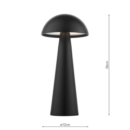 Lyle Outdoor Rechargeable Table Lamp in Matt Black