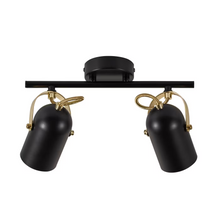 Lotus 2-Spot Ceiling Spotlight in Black/Brass