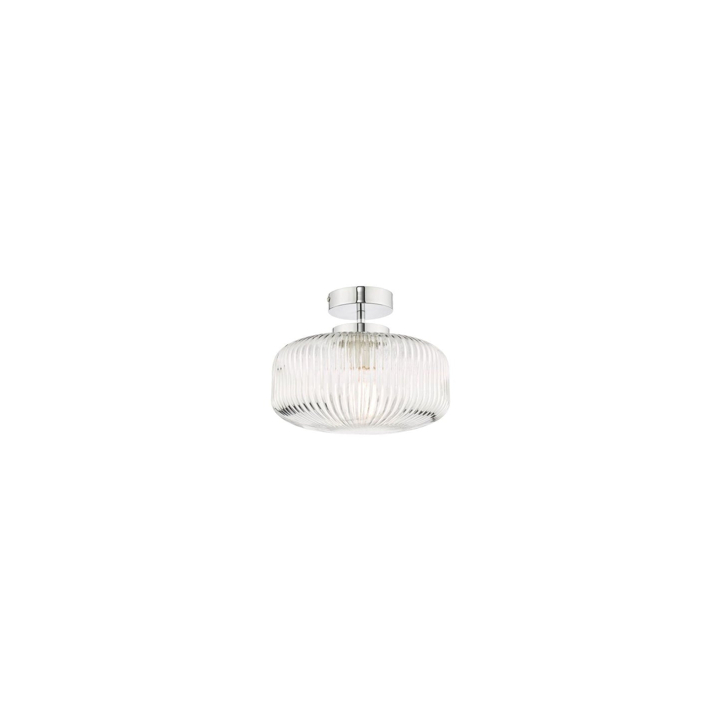 Riva Bathroom Semi Flush Ceiling Light in Polished Chrome with Ribbed Glass