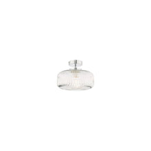 Riva Bathroom Semi Flush Ceiling Light in Polished Chrome with Ribbed Glass