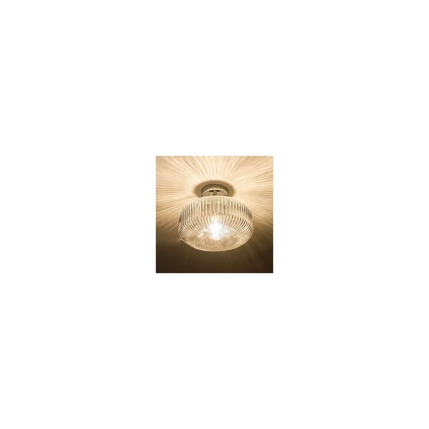 Riva Bathroom Semi Flush Ceiling Light in Polished Chrome with Ribbed Glass
