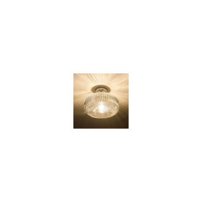 Riva Bathroom Semi Flush Ceiling Light in Polished Chrome with Ribbed Glass