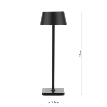 Sergio Rechargeable Outdoor Table Lamp in Matt Black