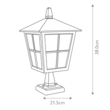 Canterbury 1-Light Pedestal Lantern in Black
