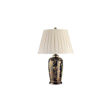 Black Birds 1-Light Table Lamp in Black and Gold with Cream Shade